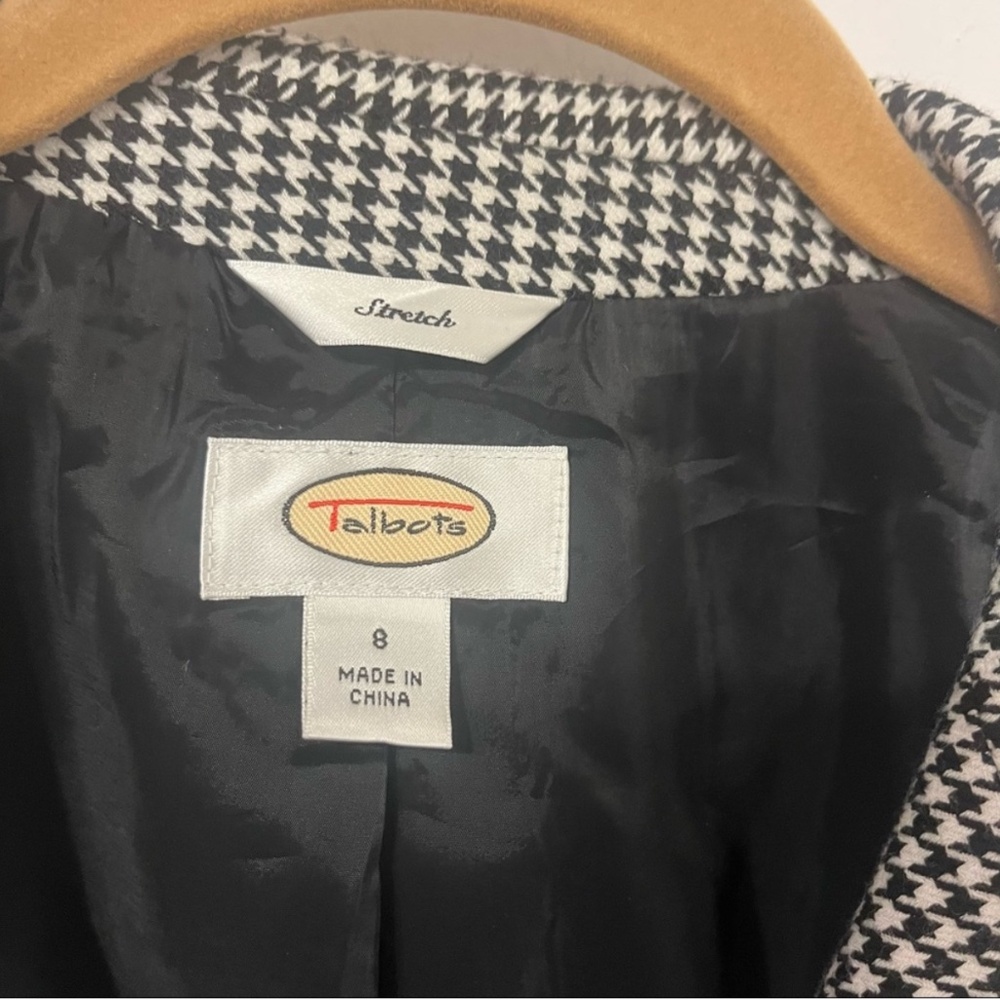 Talbots Houndstooth Stretch Blazer Black White Ca… - image 4